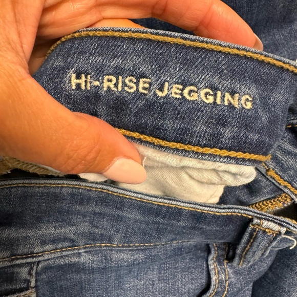 American Eagle Hi Rise Jeggings Dark Blue Wash Jeans Womans 8 Long - Picture 4 of 6